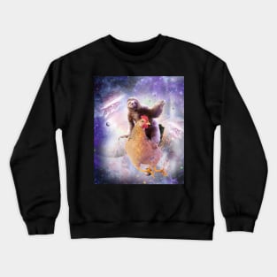 Space Sloth Riding Chicken, Galaxy Sloths Chickens, Funny Crewneck Sweatshirt
